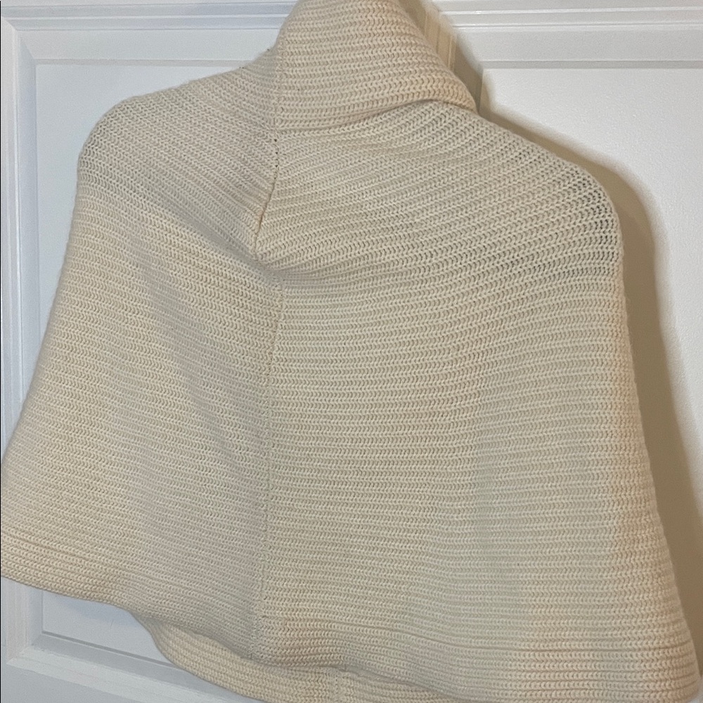 Ralph Lauren Wool Cashmere Knit Cape Poncho Turtleneck Cream M - Picture 9 of 10